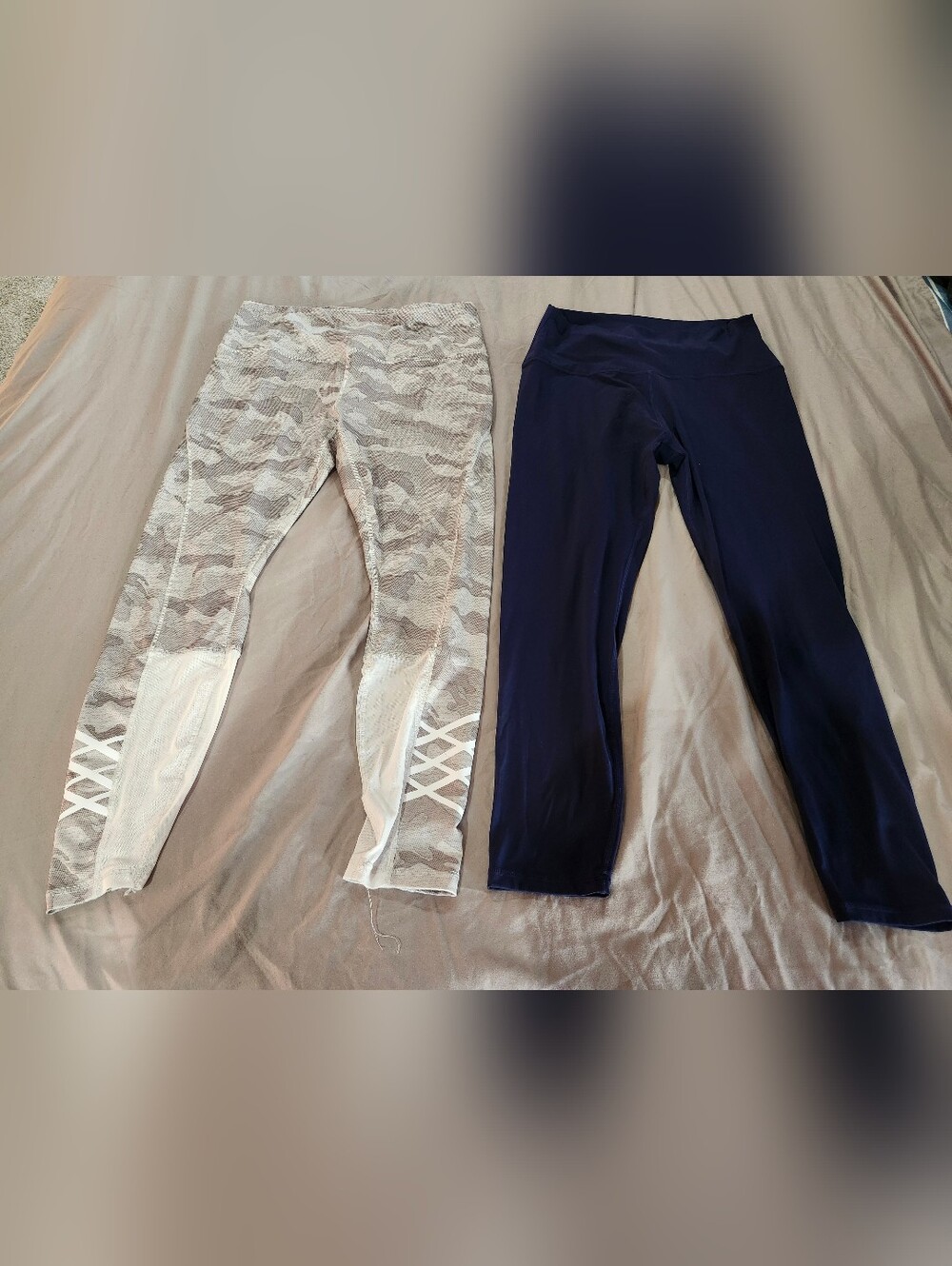 Ododos And RBX Neutral Camo Mesh Detail Leggings + Navy Cropped Legging XL